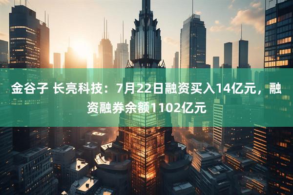 金谷子 长亮科技：7月22日融资买入14亿元，融资融券余额1102亿元